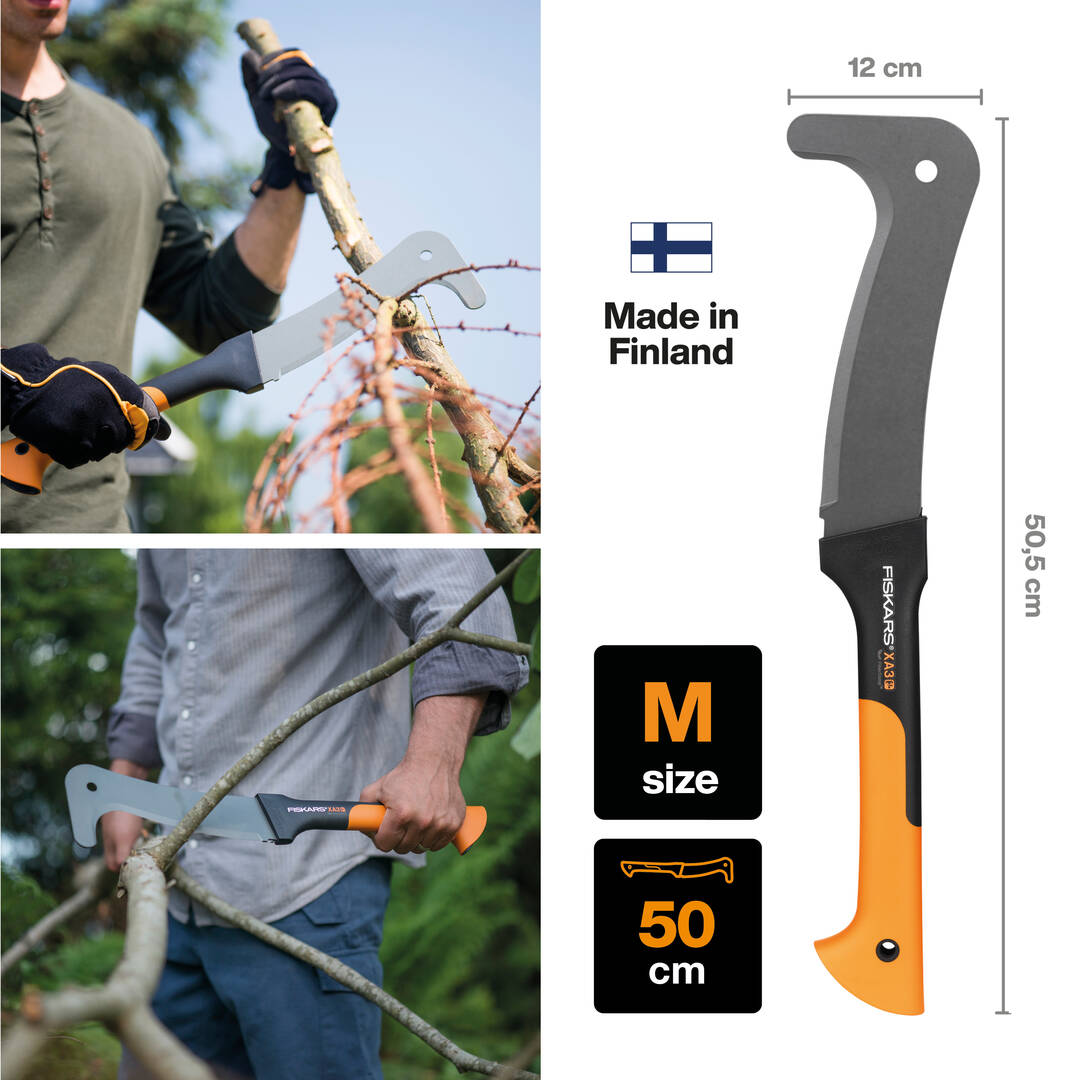 Tasak (karczownik) XA3 WoodXpert Fiskars – wymiary i zastosowanie